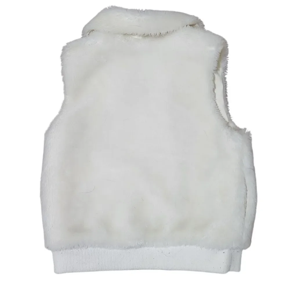 Sanrio Hello Kitty Reversible Vest Kids Large Womens XS Cream Ivory Faux Fur